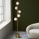 71731-100 Satin Brass 5 Light Floor Lamp with Gloss White Glasses