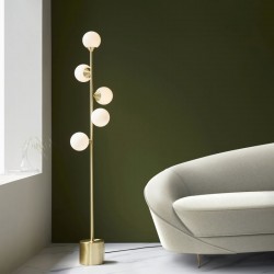 71731-001 Satin Brass 5 Light Floor Lamp with Gloss White Glasses