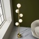 71731-100 Satin Brass 5 Light Floor Lamp with Gloss White Glasses