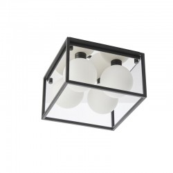 64847-001 Black 4 Light Ceiling Lamp with White Glasses 64847-001 Black 4 Light Ceiling Lamp with White Glasses