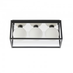 64848-001 Black 3 Light Ceiling Lamp with White Glasses 64848-001 Black 3 Light Ceiling Lamp with White Glasses