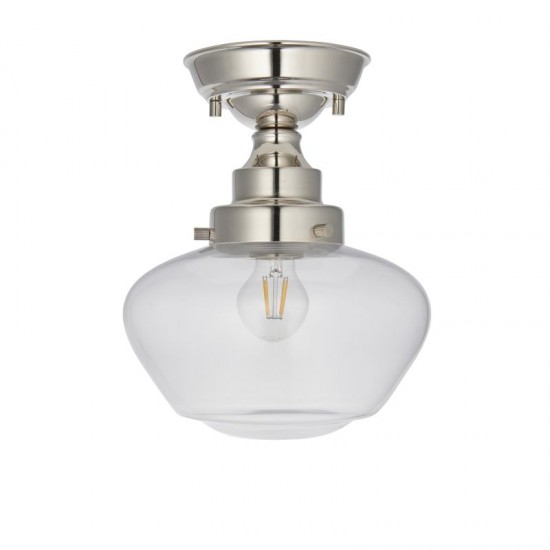 64853-001 Polished Nickel Ceiling Lamp with Clear Glass