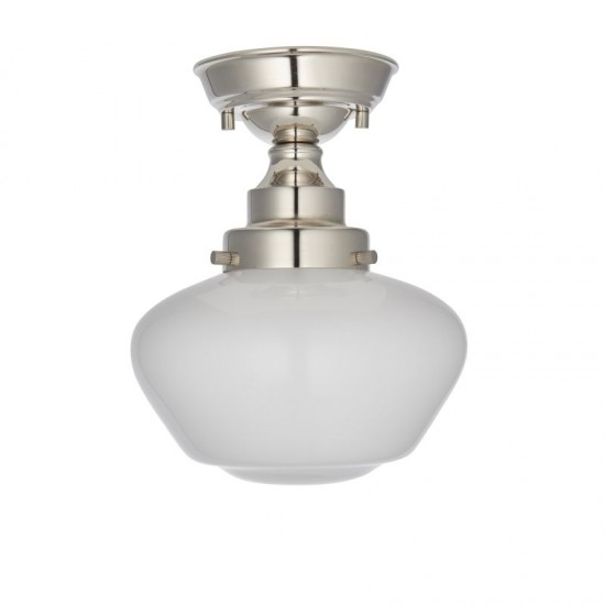 64854-001 Polished Nickel Ceiling Lamp with Opal Glass