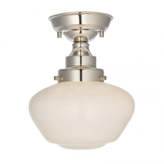 64854-001 Polished Nickel Ceiling Lamp with Opal Glass