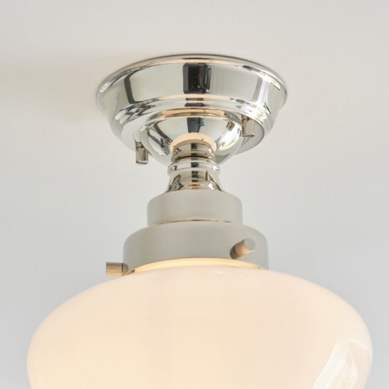 64854-001 Polished Nickel Ceiling Lamp with Opal Glass