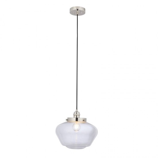 64855-001 Polished Nickel Pendant with Clear Glass