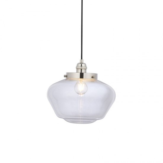 64855-001 Polished Nickel Pendant with Clear Glass