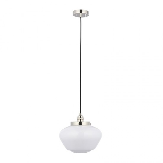 64856-001 Polished Nickel Pendant with Opal Glass