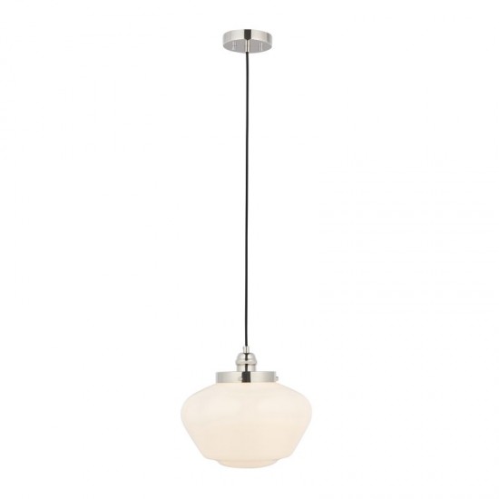 64856-001 Polished Nickel Pendant with Opal Glass