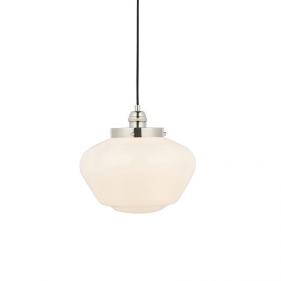 64856-001 Polished Nickel Pendant with Opal Glass