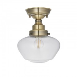 64861-001 Antique Brass Ceiling Lamp with Clear Glass