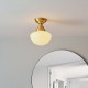 64862-001 Brass Ceiling Lamp with White Glass