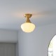 64862-001 Brass Ceiling Lamp with White Glass