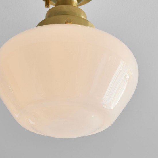 64862-001 Brass Ceiling Lamp with White Glass