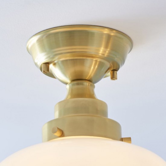 64862-001 Brass Ceiling Lamp with White Glass