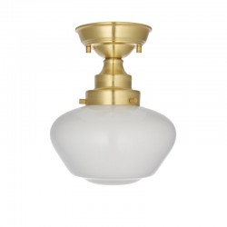 64862-001 Brass Ceiling Lamp with White Glass