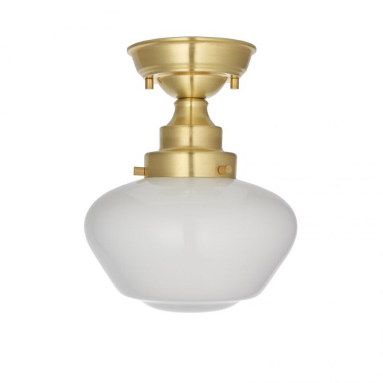 64862-001 Brass Ceiling Lamp with White Glass