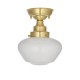 64862-001 Brass Ceiling Lamp with White Glass