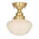 64862-001 Brass Ceiling Lamp with White Glass