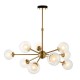 67475-100 Satin Brass 9 Light Centre Fitting with Double Glasses
