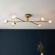 67476-100 Satin Brass 6 Light Ceiling Lamp with Double Glasses