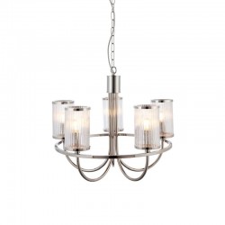 67486-001 Nickel 5 Light Centre Fitting with Ribbed Glasses 67486-001 Nickel 5 Light Centre Fitting with Ribbed Glasses