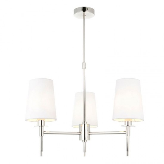 67494-100 Bright Nickel 3 Light Semi Flush with Vintage White Shades