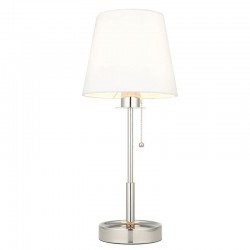 67495-001 Bright Nickel Table Lamp with Vintage White Shade 67495-001 Bright Nickel Table Lamp with Vintage White Shade