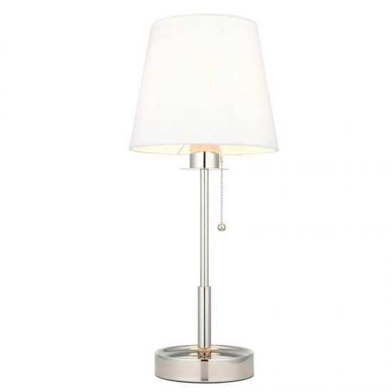 67495-100 Bright Nickel Table Lamp with Vintage White Shade