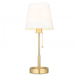 67501-100 Satin Brass Table Lamp with Vintage White Shade