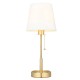 67501-100 Satin Brass Table Lamp with Vintage White Shade