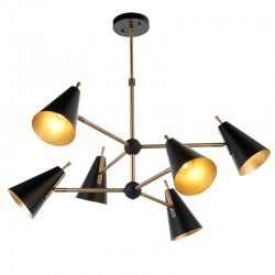 67499-001 Antique Brass & Black 6 Light Centre Fitting 67499-001 Antique Brass & Black 6 Light Centre Fitting