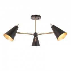 67500-001 Antique Brass & Black 3 Light Semi Flush 67500-001 Antique Brass & Black 3 Light Semi Flush