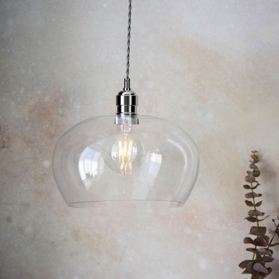 67511-100 Bright Nickel Pendant with Clear Glass