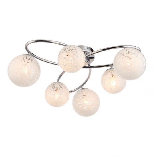67535-001 Chrome 6 Light Ceiling Lamp with Confetti Glasses 67535-001 Chrome 6 Light Ceiling Lamp with Confetti Glasses