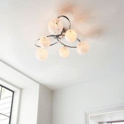 67535-001 Chrome 6 Light Ceiling Lamp with Confetti Glasses