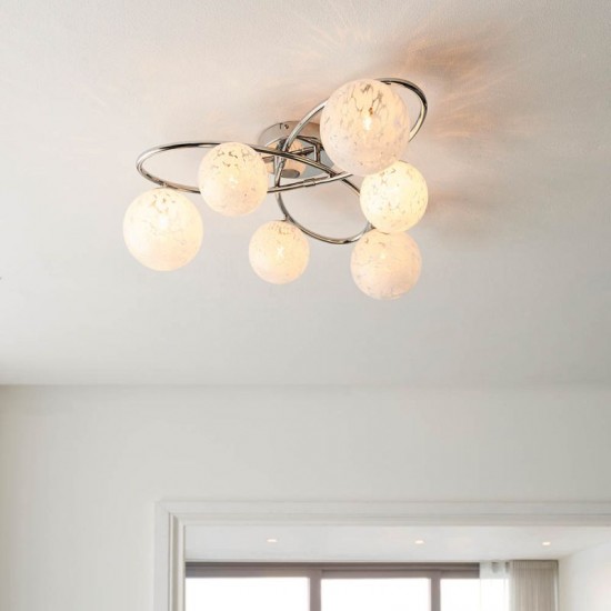 67535-001 Chrome 6 Light Ceiling Lamp with Confetti Glasses 67535-001 Chrome 6 Light Ceiling Lamp with Confetti Glasses
