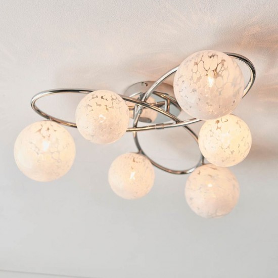 67535-001 Chrome 6 Light Ceiling Lamp with Confetti Glasses 67535-001 Chrome 6 Light Ceiling Lamp with Confetti Glasses