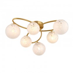 67536-001 Satin Brass 6 Light Ceiling Lamp with Confetti Glasses