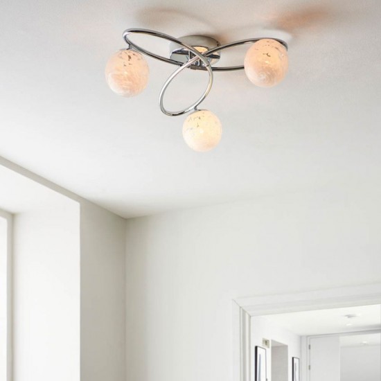 67537-001 Chrome 3 Light Ceiling Lamp with Confetti Glasses 67537-001 Chrome 3 Light Ceiling Lamp with Confetti Glasses