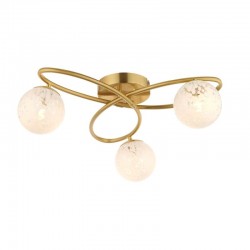 67538-001 Satin Brass 3 Light Ceiling Lamp with Confetti Glasses 67538-001 Satin Brass 3 Light Ceiling Lamp with Confetti Glasses