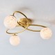 67538-001 Satin Brass 3 Light Ceiling Lamp with Confetti Glasses 67538-001 Satin Brass 3 Light Ceiling Lamp with Confetti Glasses