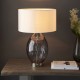 67545-100 Nickel & Dimpled Smoked Glass Table Lamp with Vintage White Shade