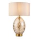 67546-100 Satin Brass & Dimpled Amber Glass Table Lamp with Vintage White Shade