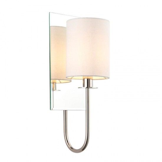 67548-100 Mirrored Bright Nickel Wall Light with Vintage White Shade