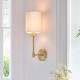 67549-001 Satin Gold Wall Light with Vintage White Shade