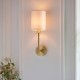 67549-001 Satin Gold Wall Light with Vintage White Shade