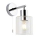 67551-100 Polished Chrome Wall Light with Clear Ribbed Glass