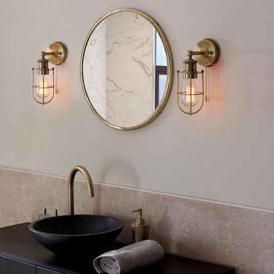 67553-100 Bathroom Antique Brass Wall Lamp