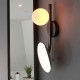 67554-100 Black Wall Lamp with Mirror and Opal Glass